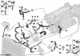 COOLING SYSTEM COOLANT HOSES diagram for BMW 3 Series E92 LCI 330i