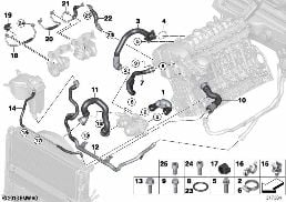 COOLING SYSTEM COOLANT HOSES diagram for BMW 3 Series E90 LCI 335i