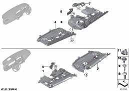 Piezas adosadas tablero instrum. abajo diagram for BMW 5 Series F10 LCI 530d