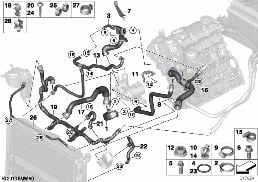 COOLING SYSTEM COOLANT HOSES diagram for BMW 3 Series E90 LCI 318i