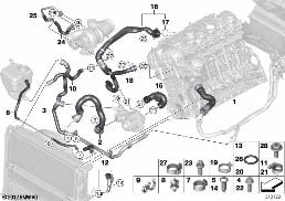 COOLING SYSTEM COOLANT HOSES diagram for BMW 1 Series E88 135i