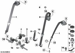 SAFETY BELT REAR diagram for BMW 3 Series F30 328i