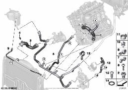 COOLING SYSTEM COOLANT HOSES diagram for BMW 3 Series E93 320i