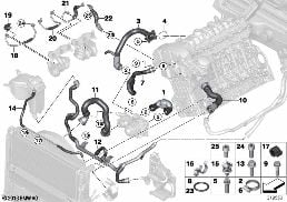 COOLING SYSTEM COOLANT HOSES diagram for BMW 3 Series E92 335xi