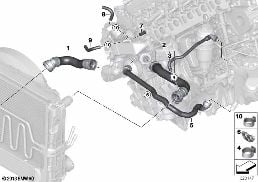 COOLING SYSTEM COOLANT HOSES diagram for BMW 3 Series E91 LCI 330xd