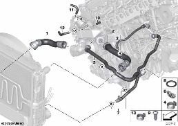 COOLING SYSTEM COOLANT HOSES diagram for BMW 3 Series E91 LCI 330xd