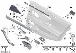 Pièces accolées garniture de porte arr. diagram for BMW 5 Series F18 LCI 525Li