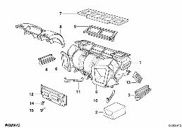 Pieces de carter climatiseur automatique diagram for BMW 7 Series E38 735iL