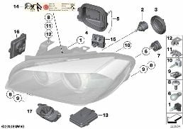 SINGLE COMPONENTS F HEADLIGHT XENON/ALC diagram for BMW X1 E84 20i