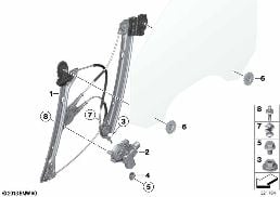 DOOR WINDOW LIFTING MECHANISM FRONT diagram for BMW 3 Series F34 GT 335iX