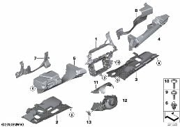 MOUNTING PARTS, I-PANEL, BOTTOM diagram for BMW X6 E71 35iX