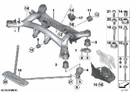 Soporte del eje trasero diagram for BMW 3 Series F34 GT LCI 320dX