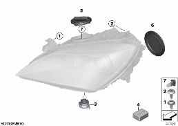 SINGLE COMPONENTS FOR HEADLIGHT diagram for BMW 6 Series F06 Gran Coupé 650i