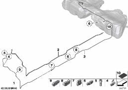 FUEL PIPE AND MOUNTING PARTS diagram for BMW 6 Series F06 Gran Coupé LCI 650i