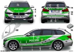 POLICE AND PARAMEDIC STICKER diagram for BMW 3 Series F31 328i