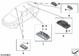 INTERIOR LIGHTS, CEILING/TAILGATE diagram for BMW 5 Series F11 LCI 518d