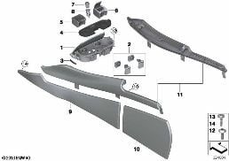 MOUNTING PARTS, CENTER CONSOLE diagram for BMW 5 Series F07 GT LCI 530dX