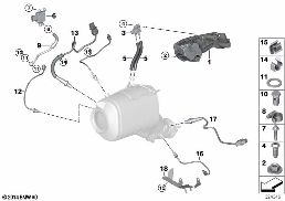 DIESEL PART.FILTER SENS./MOUNTING PARTS diagram for BMW X5 E70 LCI 30dX