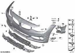 TRIM COVER, FRONT diagram for BMW 3 Series F34 GT 335iX