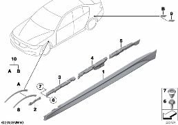 M COVER FOR ROCKER PANEL / WHEEL ARCH diagram for BMW 3 Series F30 335i