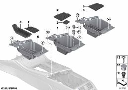 Portaobjetos consola central diagram for BMW 5 Series F10 LCI 530d