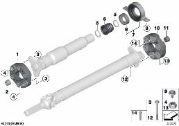 CENTER BEARING/HAG HARDY COUPLING diagram for BMW 3 Series E93 LCI 330d