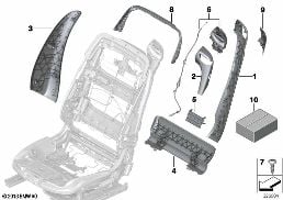 SEAT, FRONT, BACKREST TRIM COVERS diagram for BMW 6 Series F12 640i