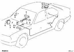 Jednotlivé díly Stereo System diagram for BMW 3 Series E30 M3
