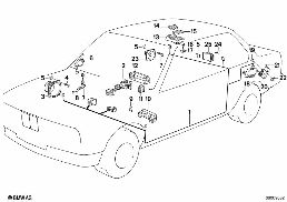 Jednotlivé díly Sound System diagram for BMW 3 Series E30 M3