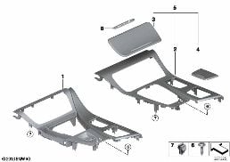 Embellecedores consola central diagram for BMW 5 Series F10 LCI 530d