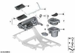 Piezas montadas consola central diagram for BMW 5 Series F10 LCI 530d