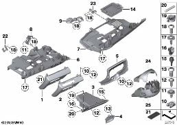 Montaj parçaları, gösterge paneli, alt diagram for BMW 7 Series F03 750LiS