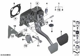 Mecanismo dos pedais, caixa automática diagram for BMW 5 Series F10 LCI Hybrid 5