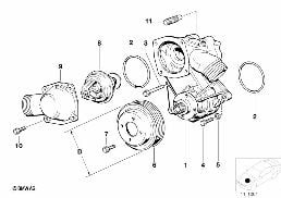Kühlsystem-Wasserpumpe/Thermostat diagram for BMW 7 Series E32 750iL