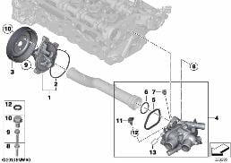 WATERPUMP - THERMOSTAT diagram for BMW MINI Cabrio R57 LCI Cooper