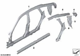SIDE FRAME SECTION, CENTER diagram for BMW 3 Series F34 GT LCI 330i