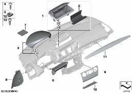 MOUNTING PARTS, I-PANEL, TOP diagram for BMW 1 Series E82 118d