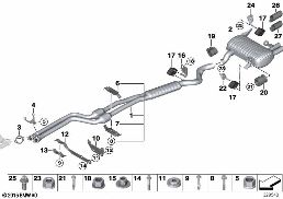 EXHAUST SYSTEM, REAR diagram for BMW 3 Series E93 330i