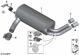 EXHAUST SYSTEM, REAR diagram for BMW 1 Series F21 LCI 125i