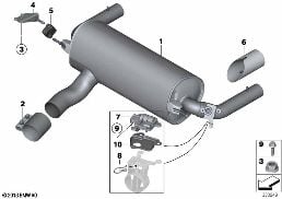 EXHAUST SYSTEM, REAR diagram for BMW 1 Series F21 M135i
