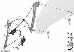 DOOR WINDOW LIFTING MECHANISM FRONT diagram for BMW 4 Series F32 428i