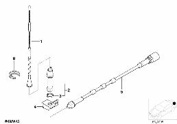 SINGLE PARTS F SIDE PANEL TELEPH.ANTENNA diagram for BMW 8 Series E31 850Ci