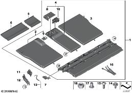 HIDE-AWAY CARGO COVER diagram for BMW 5 Series F07 GT LCI 530dX