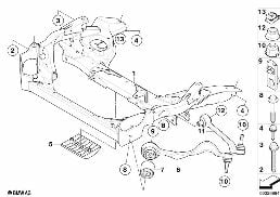 FRNT AXLE SUPPORT,WISHBONE/TENSION STRUT diagram for BMW 1 Series E82 120d
