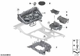 Piezas montadas consola central diagram for BMW 5 Series F10 LCI 530d