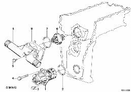 冷却系统水泵/节温器 diagram for BMW 3 Series E36 318i