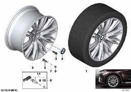 Rueda ind. radios en V AL BMW 551- 20'' diagram for BMW X6 F16 35iX