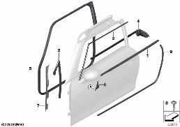 TRIM AND SEALS FOR DOOR, FRONT