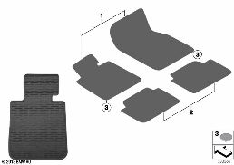 Tapis de sol caoutchouc diagram for BMW 1 Series E82 120i