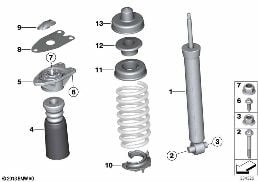 SINGLE COMPONENTS FOR REAR SPRING STRUT diagram for BMW 1 Series F20 LCI 116i